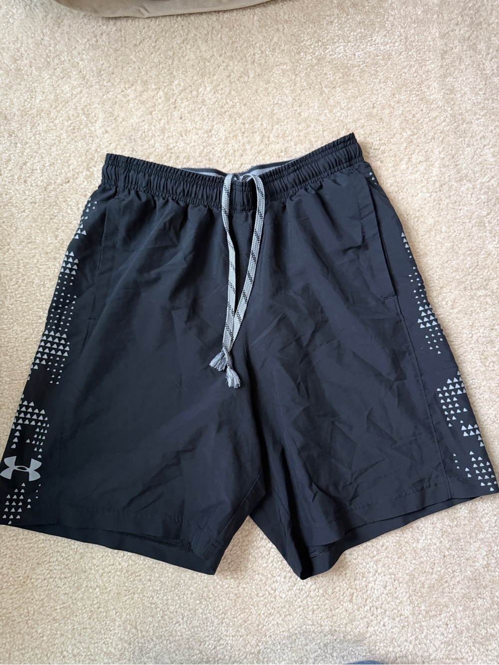 Under Armour Black Athletic Shorts with Gray Drawstring